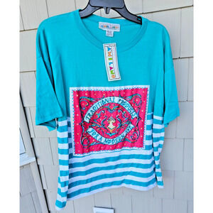 New A'MILANO T-Shirt Sequined Bling Gaudy 80's Traditional Products SZ OS Ugly